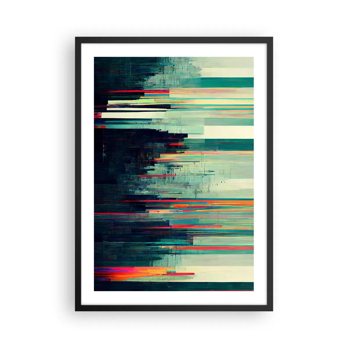 Poster in cornice nera - Astrazione moderna con linee geometriche - 50x70cm - Città futuristica - Decorazione murale moderna per soggiorno e camera da letto ARTTOR