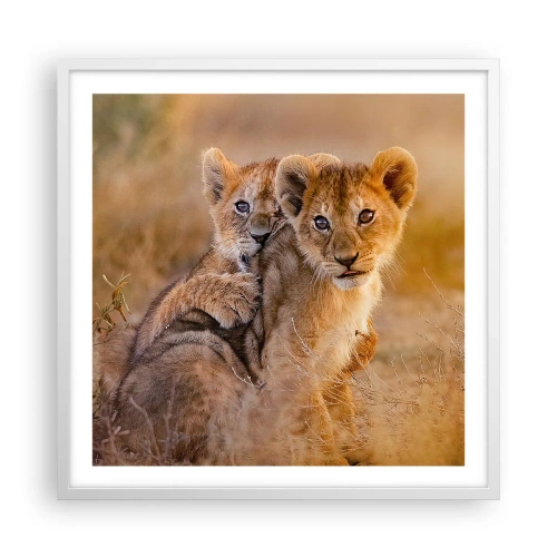 Poster in cornice bianca - Non disturbare! Giochiamo - 60x60 cm