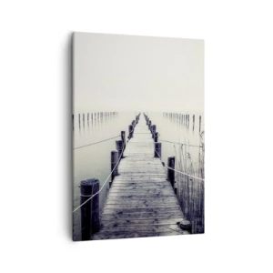 Quadro su tela - Stampe su Tela - Un ponte di legno che conduce in uno spazio nebbioso - 50x70cm - Immergiti nella pace - Decorazione murale moderna per soggiorno e camera da letto ARTTOR