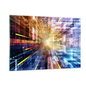 Quadro su vetro - Visione astratta con linee colorate e luce - 120x80cm - Corridoio di luce - Decorazione murale moderna per soggiorno e camera da letto ARTTOR