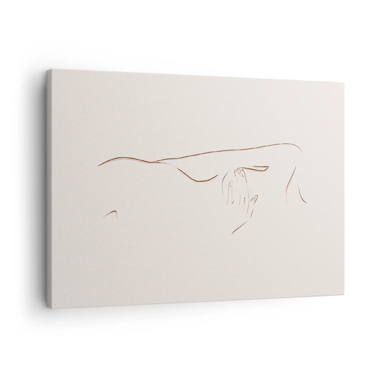 Quadro su tela - Stampe su Tela - Un disegno lineare e sottile di una silhouette su uno sfondo chiaro - 70x50cm - La forma del desiderio - Decorazione murale moderna per soggiorno e camera da letto ARTTOR