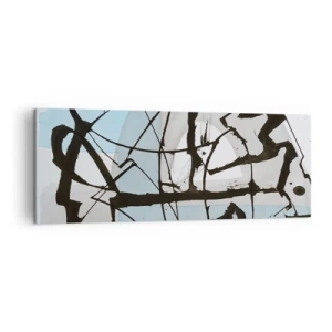 Quadro su tela - Stampe su Tela - Linee e forme astratte in blu e nero - 140x50cm - Blu nonostante tutto - Decorazione murale moderna per soggiorno e camera da letto ARTTOR