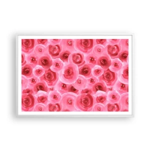Poster in cornice bianca - Rose in alto e in basso - 100x70 cm