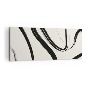 Quadro su tela - Stampe su Tela - Linee curve in bianco e nero su uno sfondo chiaro - 120x50cm - Capriccio bianco e nero - Decorazione murale moderna per soggiorno e camera da letto ARTTOR