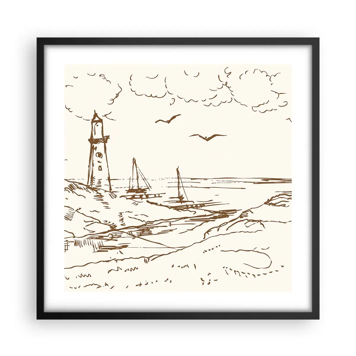 Poster in cornice nera - Schizzo dei ricordi d'estate - 50x50 cm