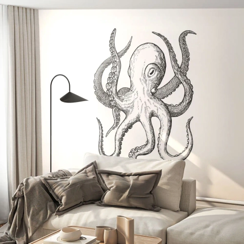 Fotomurali Autoadesivo Deluxe Sticker - Ballando con le onde - Polpo, Disegno, Mare - 200x140 cm