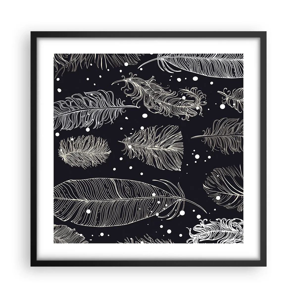 Poster in cornice nera - Pizzo piumato - 50x50 cm