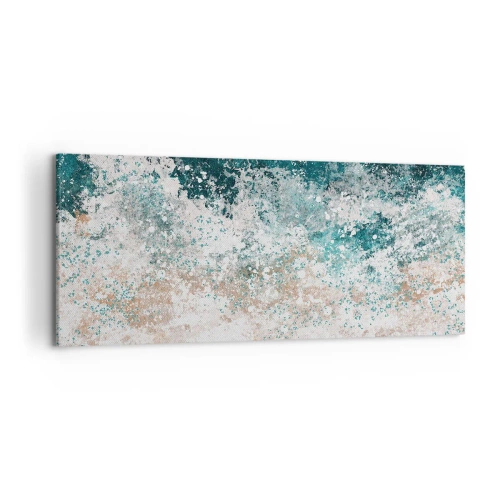 Quadro su tela - Stampe su Tela - Onda marina astratta nelle tonalità turchese e beige - 120x50cm - Storie di mare - Decorazione murale moderna per soggiorno e camera da letto ARTTOR