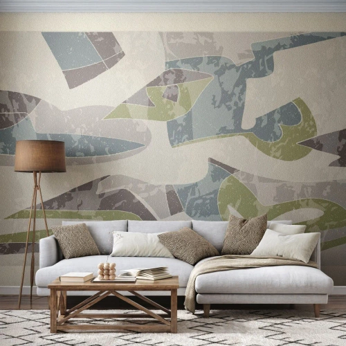 Fotomurali Premium Canvas - Composizione oltre il vetro - Forme, Astrazione, Pastello - 300x210 cm