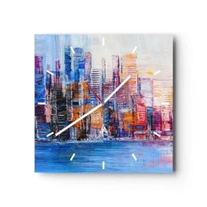 Orologio da parete - Orologio in Vetro - Metropoli gioiosa - 40x40 cm