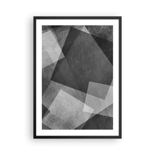 Poster in cornice nera - Astrazione in bianco e nero con forme geometriche - 50x70cm - Simbolo eterno di ordine e durata - Decorazione murale moderna per soggiorno e camera da letto ARTTOR