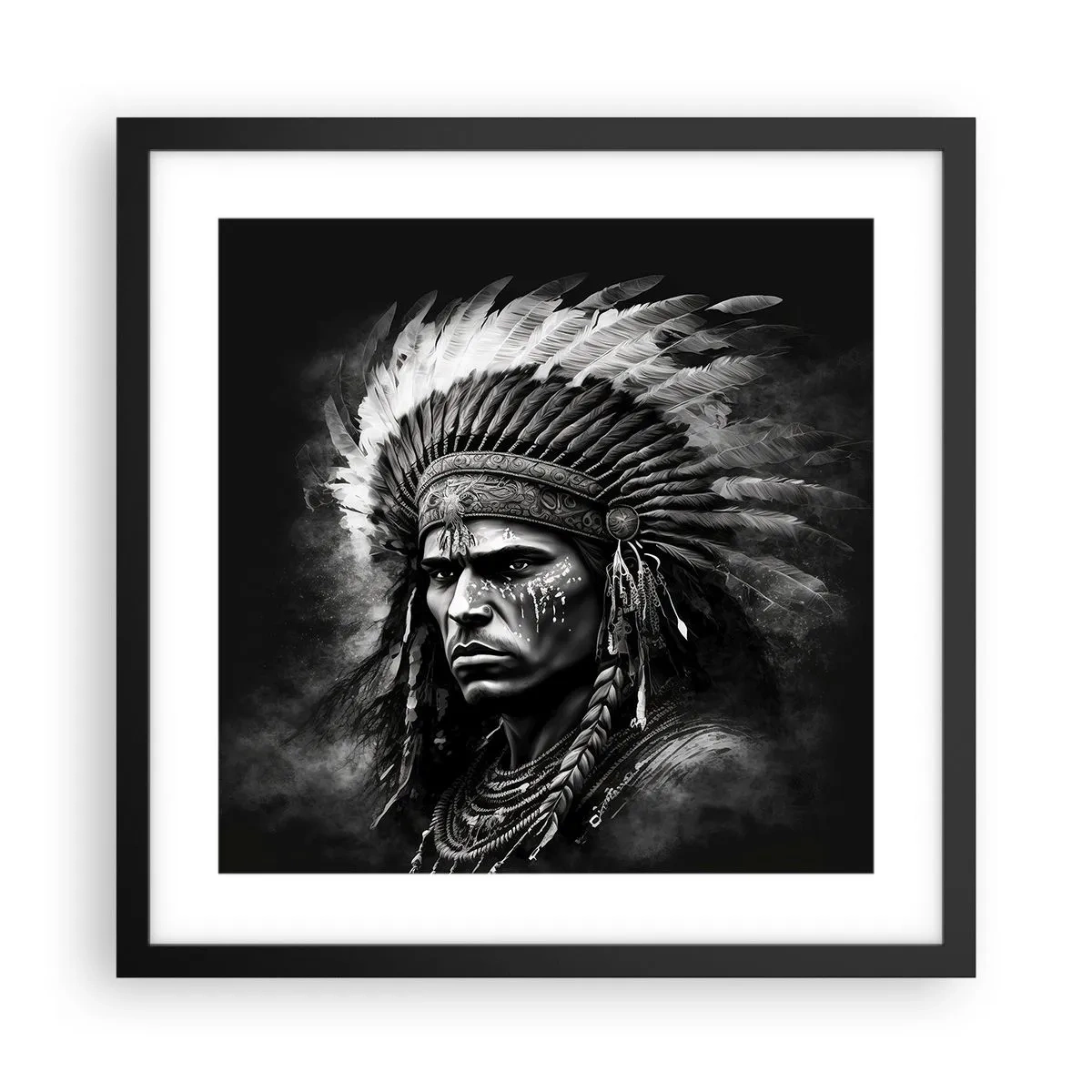 Poster in cornice nera - Capo e guerriero - 40x40 cm
