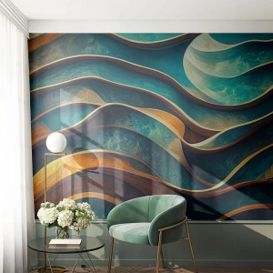 Fotomurali Premium Sand - I meandri del blu - Onde, Astrazione, Tridimensionale - 450x315 cm