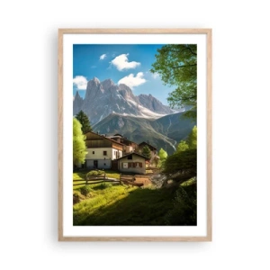 Poster in cornice rovere chiaro - Idillio alpino - 50x70 cm