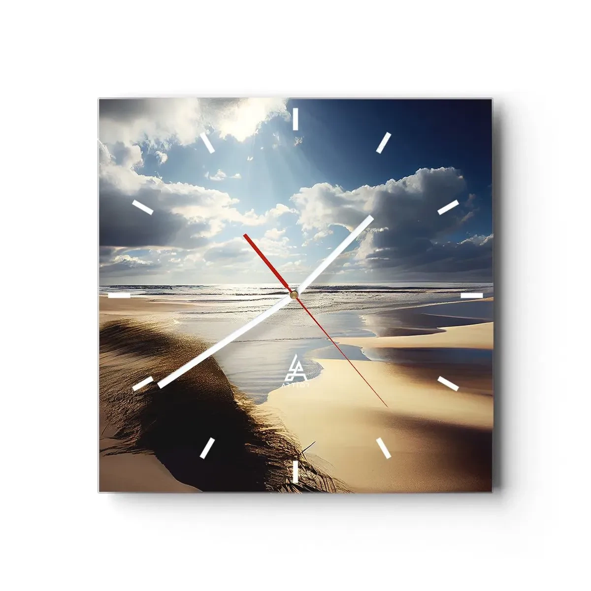 Orologio da parete - Orologio in Vetro - Spiaggia incontaminata - 40x40 cm