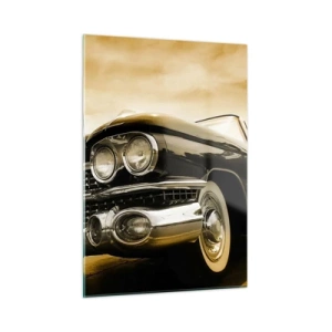 Quadro su vetro - La parte anteriore di un'auto d'epoca in un elegante stile retrò - 50x70cm - Il classico non è mai fuori moda - Decorazione murale moderna per soggiorno e camera da letto ARTTOR