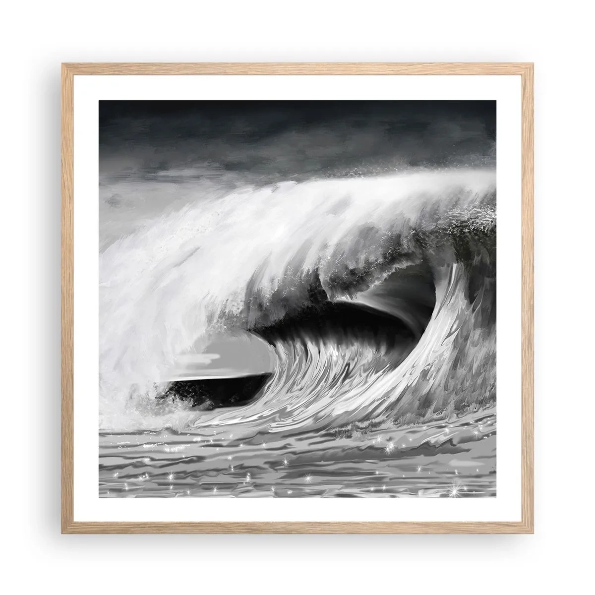 Poster in cornice rovere chiaro - La furia dell'oceano - 60x60 cm