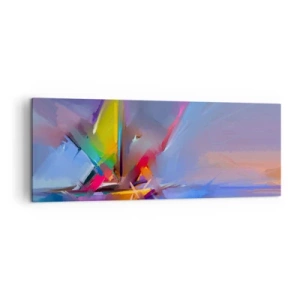 Quadro su tela - Stampe su Tela - Composizione astratta con colori intensi - 140x50cm - Eliche come un uccello - Decorazione murale moderna per soggiorno e camera da letto ARTTOR
