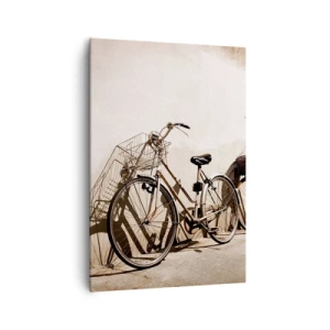 Quadro su tela - Stampe su Tela - Due biciclette appoggiate a un vecchio muro in stile retrò - 70x100cm - L'indimenticabile bellezza del passato - Decorazione murale moderna per soggiorno e camera da letto ARTTOR