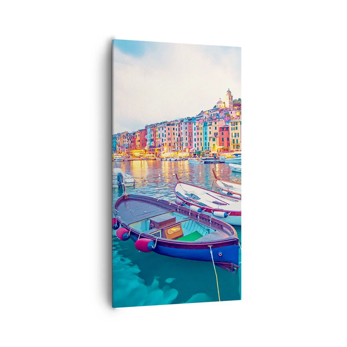 Quadro su tela - Stampe su Tela - Sera colorata nel porto - 65x120 cm