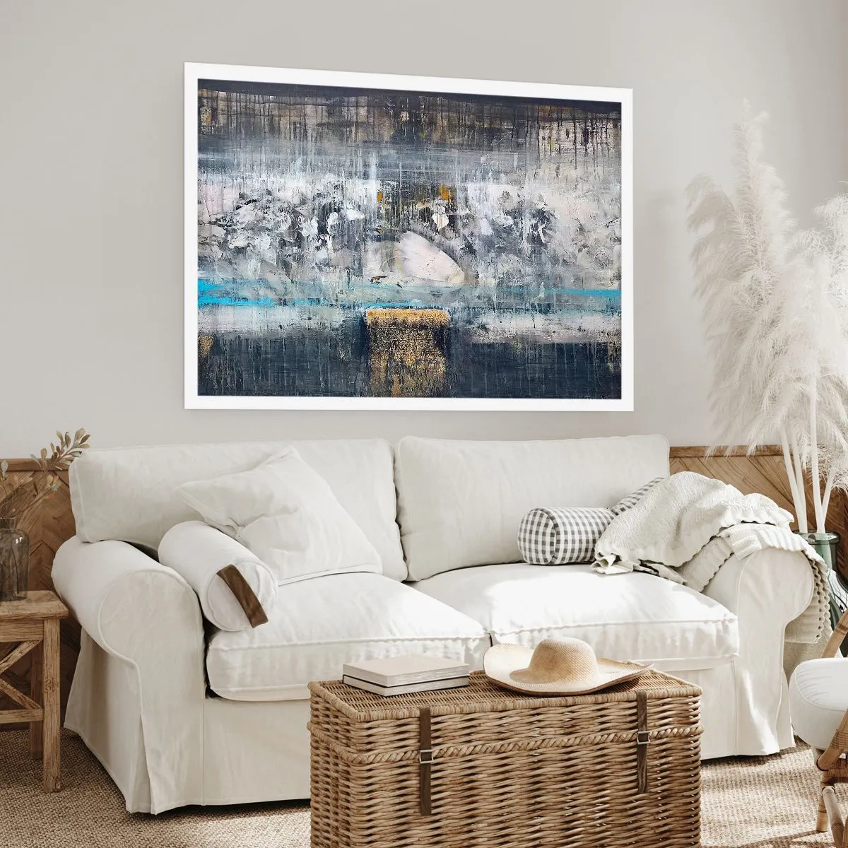 Poster - Composizione astratta in toni freddi - 100x70cm - Talvolta è facile, talvolta è difficile - Decorazione murale moderna per soggiorno e camera da letto ARTTOR