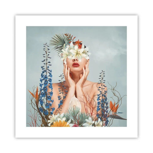 Poster - Donna - fiore - 40x40 cm