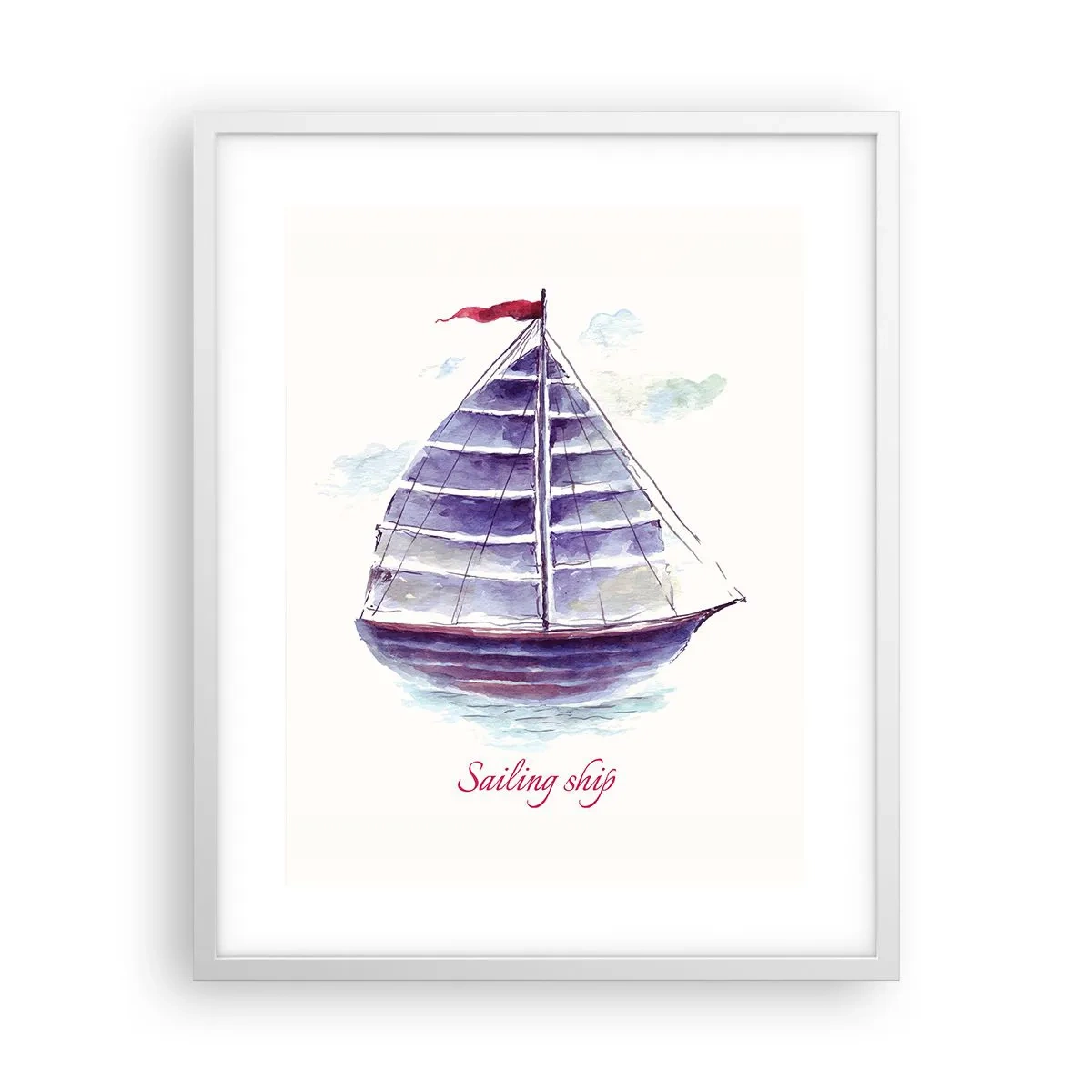 Poster in cornice bianca - Gonfie vele e mare calmo - 40x50 cm