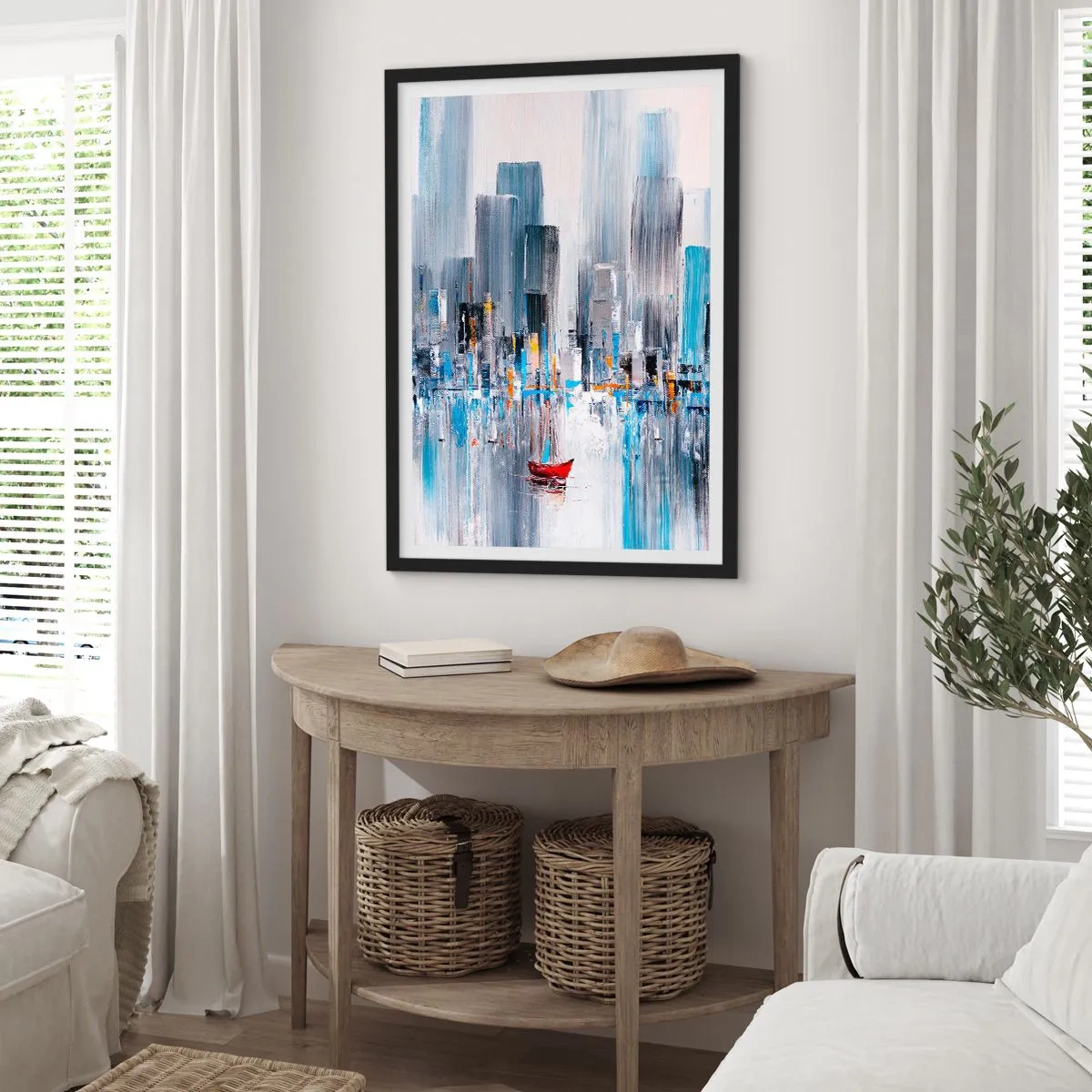 Poster in cornice nera - La metropoli sopra al golfo - 50x70 cm