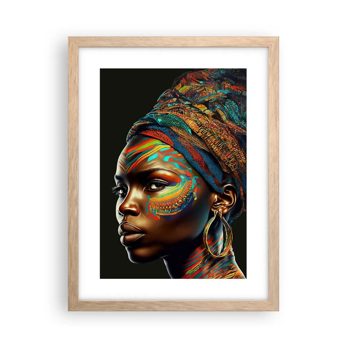 Poster in cornice rovere chiaro - Regina africana - 30x40 cm