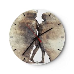 Orologio da parete - Orologio in Vetro - Due sagome in stile astratto su uno sfondo chiaro - 30x30cm - Nati dalla polvere, per amare - Decorazione murale moderna per soggiorno, cucina e camera da letto ARTTOR