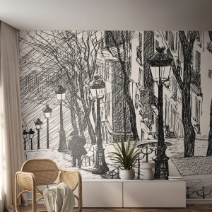 Fotomurali Autoadesivo Deluxe Sticker - Storia d'amore o racconto di paura? - Montmartre, Architettura, Parigi - 100x70 cm