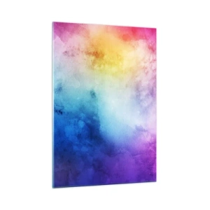 Quadro su vetro - Composizione astratta nei colori dell'arcobaleno con effetto acquerello - 50x70cm - Quasi al settimo cielo - Decorazione murale moderna per soggiorno e camera da letto ARTTOR