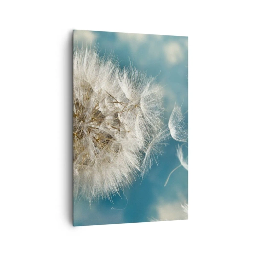 Quadro su tela - Stampe su Tela - Un dente di leone soffiato contro un cielo blu - 80x120cm - Il respiro dell'angelo - Decorazione murale moderna per soggiorno e camera da letto ARTTOR