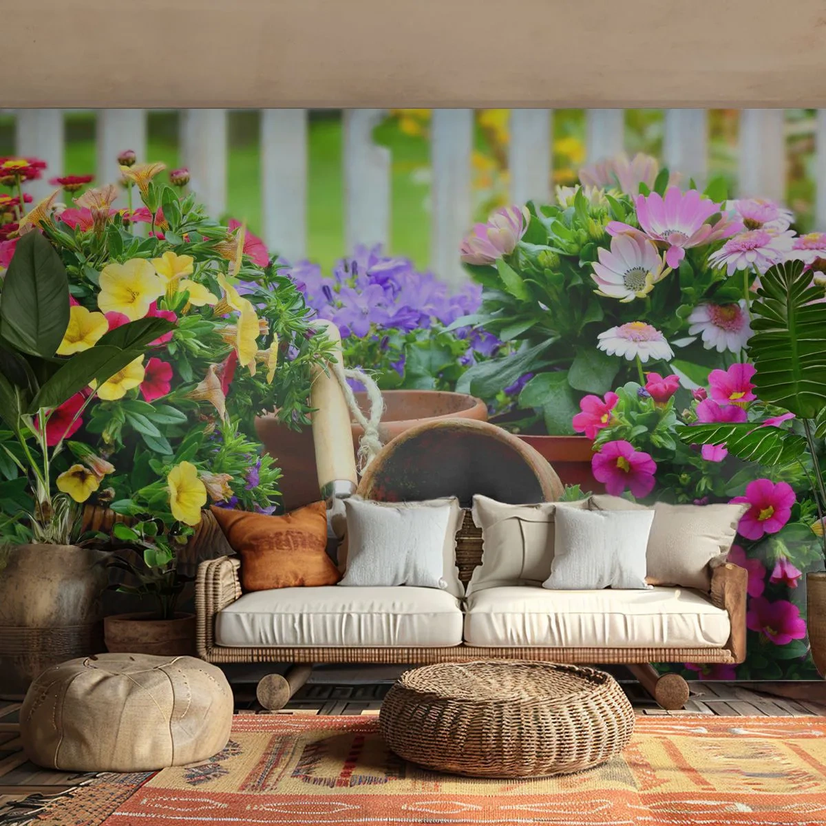 Fotomurali Premium Canvas - Il giardino di Sofia - Fiori, Giardino, Mazzo di fiori - 250x175 cm