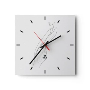 Orologio da parete - Orologio in Vetro - Una linea minimalista che mostra una silhouette su uno sfondo chiaro - 30x30cm - Appena una promessa - Decorazione murale moderna per soggiorno e camera da letto ARTTOR