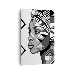 Quadro su tela - Stampe su Tela - Ritratto in bianco e nero di una donna in stile etnico - 80x120cm - Ritratto etnico - Decorazione murale moderna per soggiorno e camera da letto ARTTOR