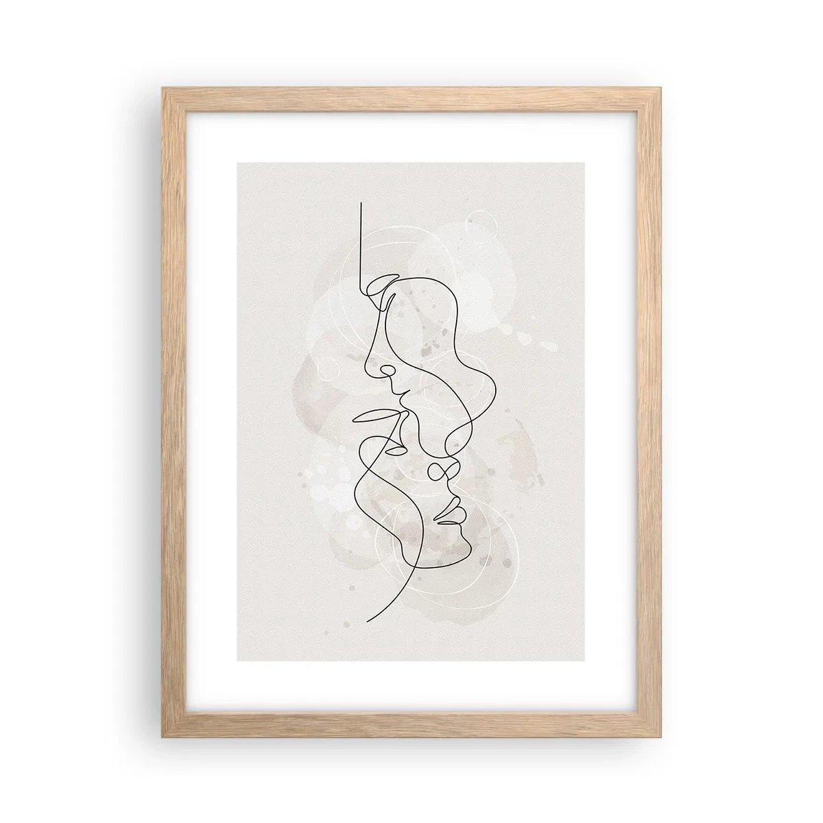 Poster in cornice rovere chiaro - Intrecciati in un abbraccio - 30x40 cm