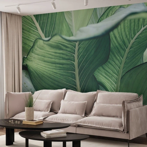 Fotomurali Premium Sand - Una vita intensamente verde - Foglie, Esotico, Botanico - 250x175 cm