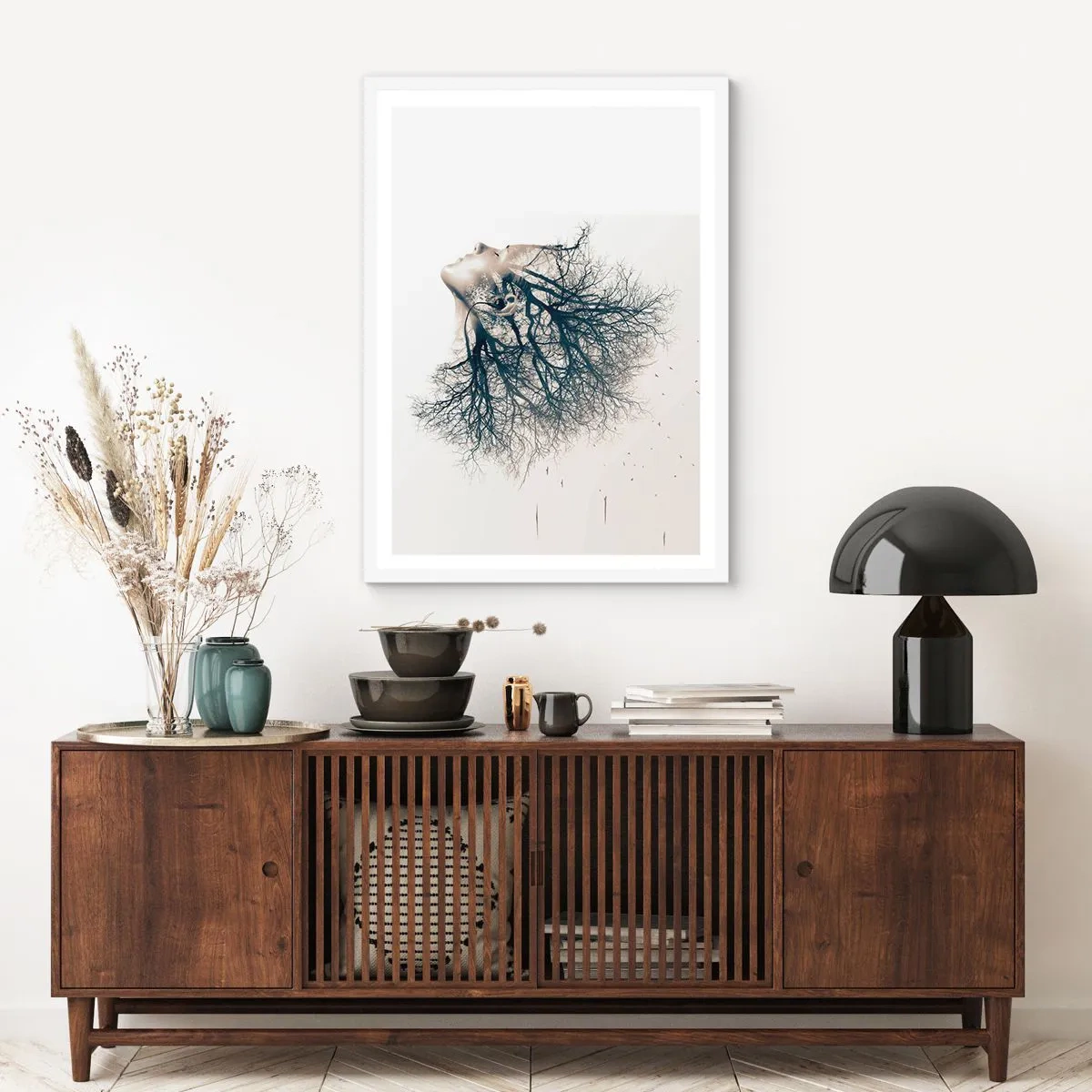 Poster in cornice bianca - In ascolto del sussurro dell'albero - 70x100 cm