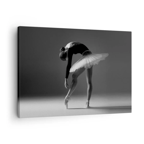 Quadro su tela - Stampe su Tela - Una ballerina in una posa elegante su uno sfondo bianco e nero - 70x50cm - Bella ballerina - Decorazione murale moderna per soggiorno e camera da letto ARTTOR
