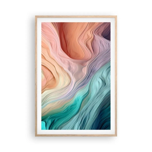 Poster in cornice rovere chiaro - Onda arcobaleno - 61x91 cm