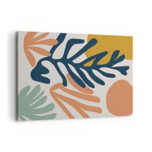 Quadro su tela - Stampe su Tela - Foglie colorate in stile astratto - 100x70cm - Mare di coralli - Decorazione murale moderna per soggiorno e camera da letto ARTTOR