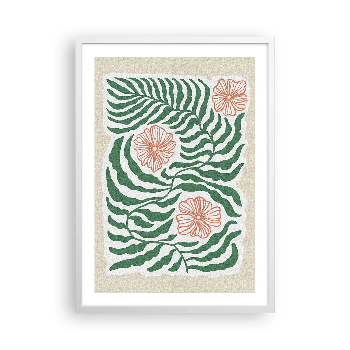 Poster in cornice bianca - Fioritura nel verde - 50x70 cm