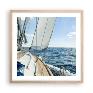 Poster in cornice rovere chiaro - Benvenuta avventura - 50x50 cm