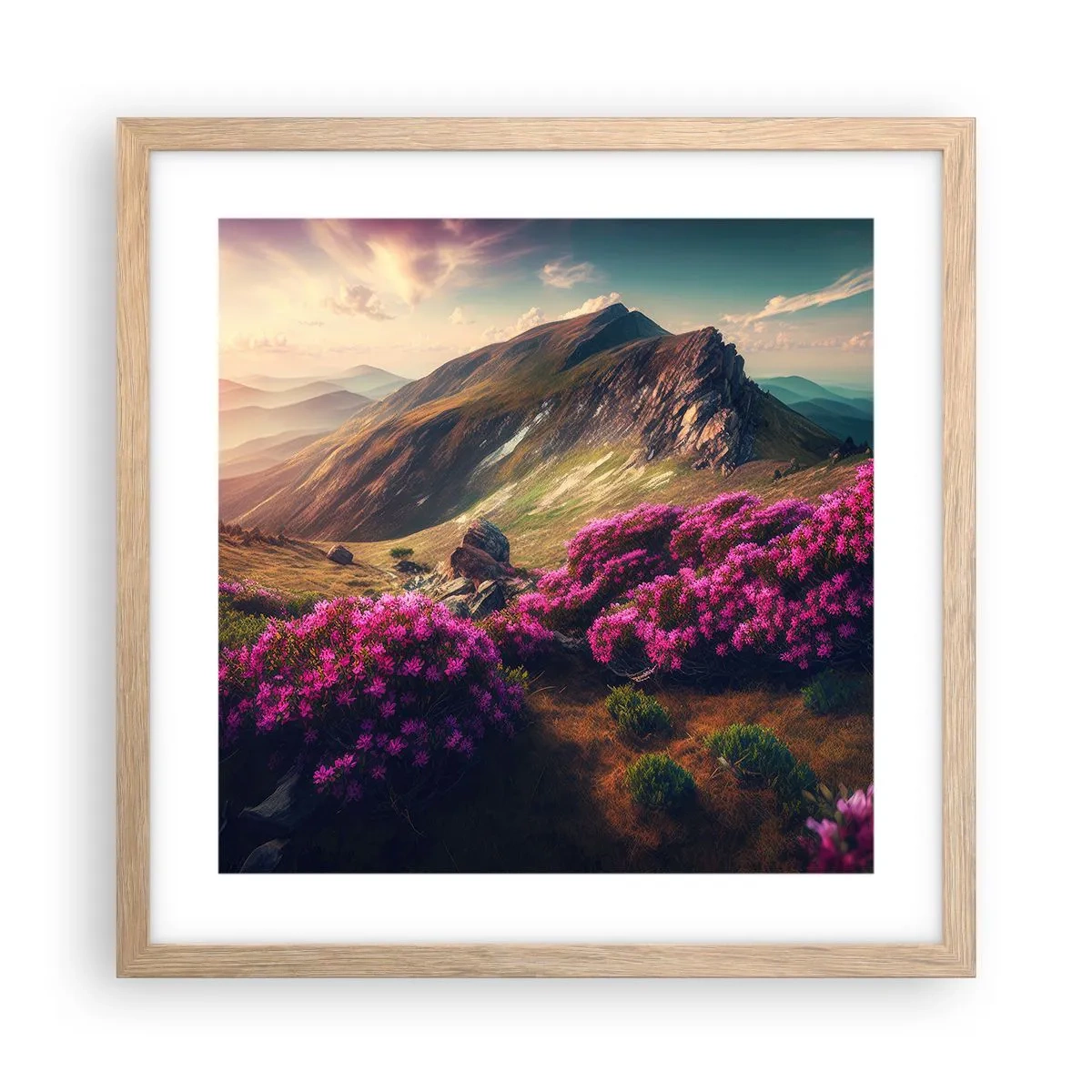 Poster in cornice rovere chiaro - L'estate sui monti - 40x40 cm