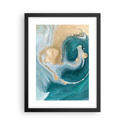 Poster in cornice nera - Vortice di oro e turchese - 30x40 cm