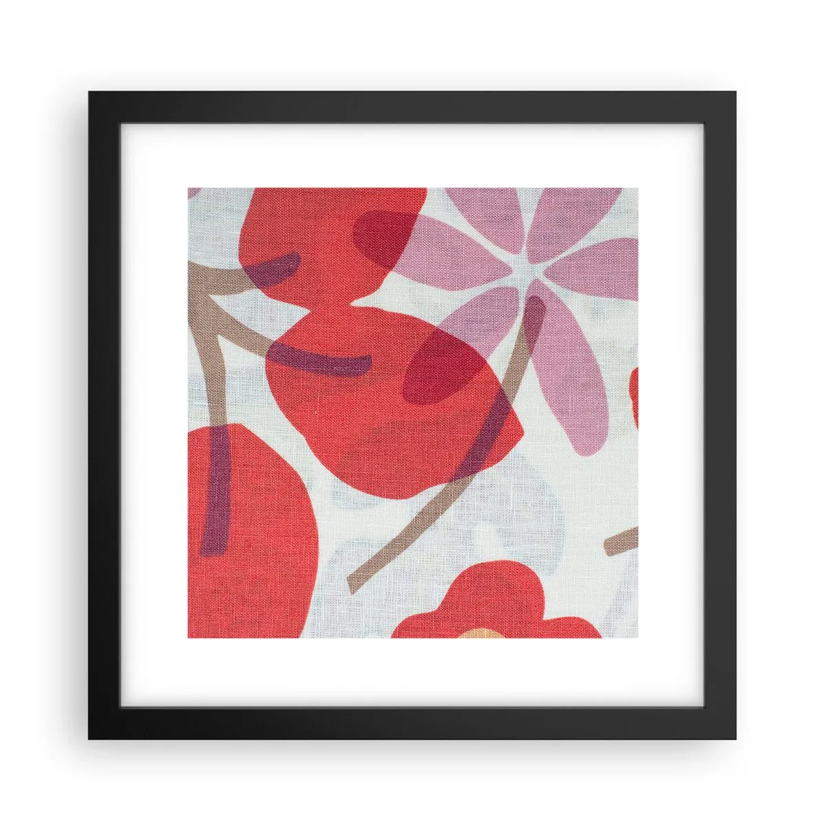 Poster in cornice nera - Composizione di fiori in rosa - 30x30 cm