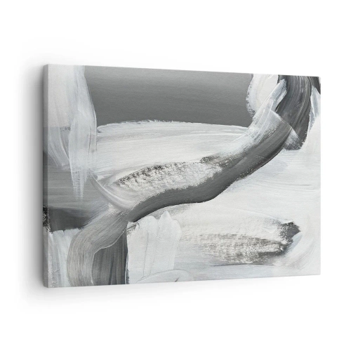 Quadro su tela - Stampe su Tela - Astrazione grigia e bianca con linee dinamiche - 70x50cm - Movimento deciso - Decorazione murale moderna per soggiorno e camera da letto ARTTOR