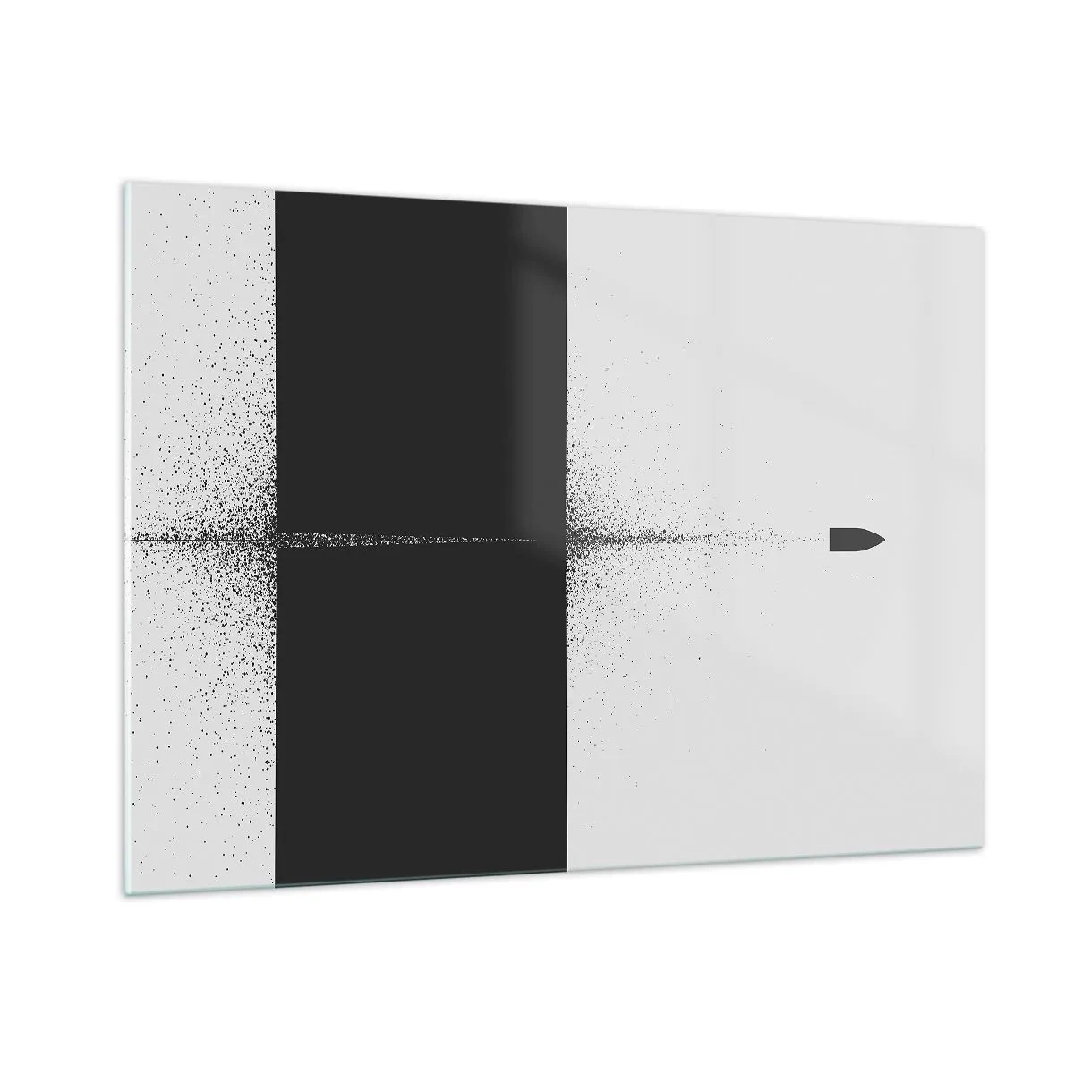 Quadro su vetro - Una composizione astratta in bianco e nero con una linea dinamica - 100x70cm - Dritto allo scopo - Decorazione murale moderna per soggiorno e camera da letto ARTTOR
