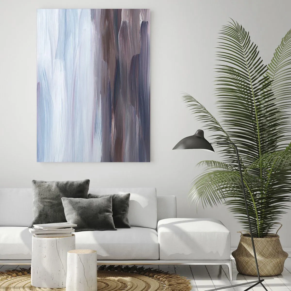 Quadro su vetro - Un'astrazione sottile con tratti delicati in toni pastello. - 70x100cm - Gli elementi: l'acqua - Decorazione murale moderna per soggiorno e camera da letto ARTTOR